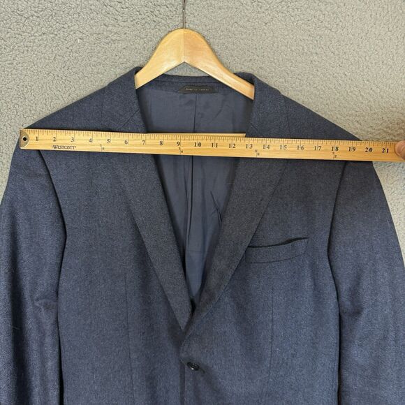 Hugo Boss Blazer Mens 44L Stretch Blue Wool Sport Coat Elbow Patch - Picture 4 of 10